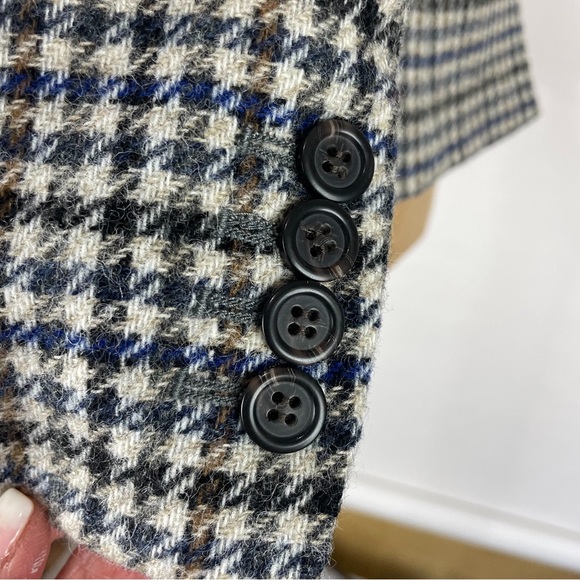 J CREW Blazer Jacket Wool Plaid Houndstooth Navy/Brown/Grey/Multi Size 2 - Picture 9 of 12